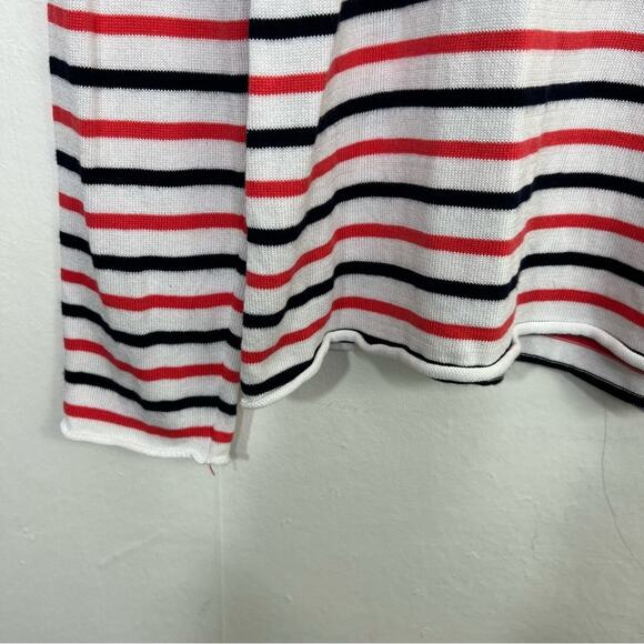 Duffield Lane White Striped Pullover Lightweight Sweater Womens Size Large - Picture 6 of 11